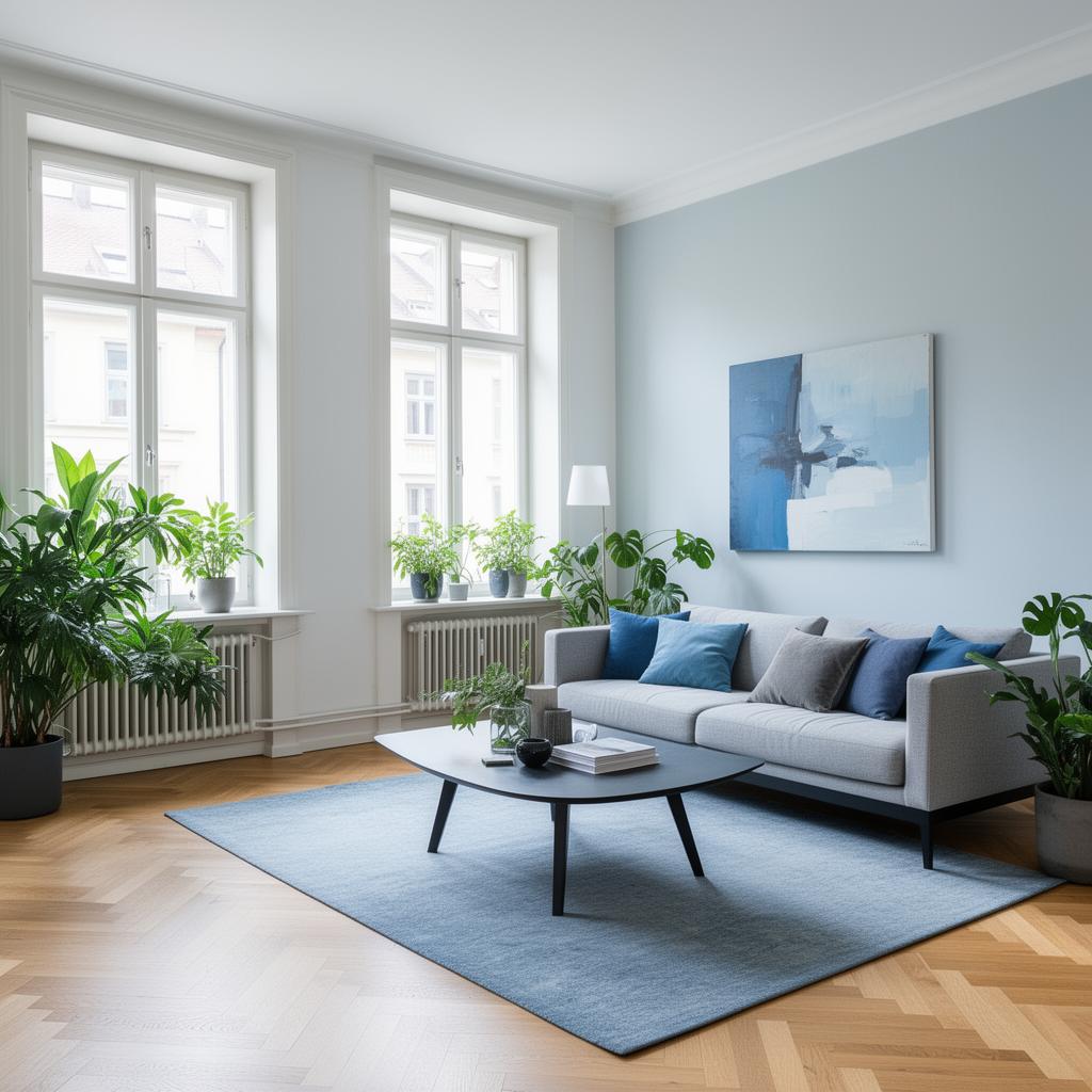 Lichtdurchflutetes Wohnzimmer einer vermieteten Wohnung